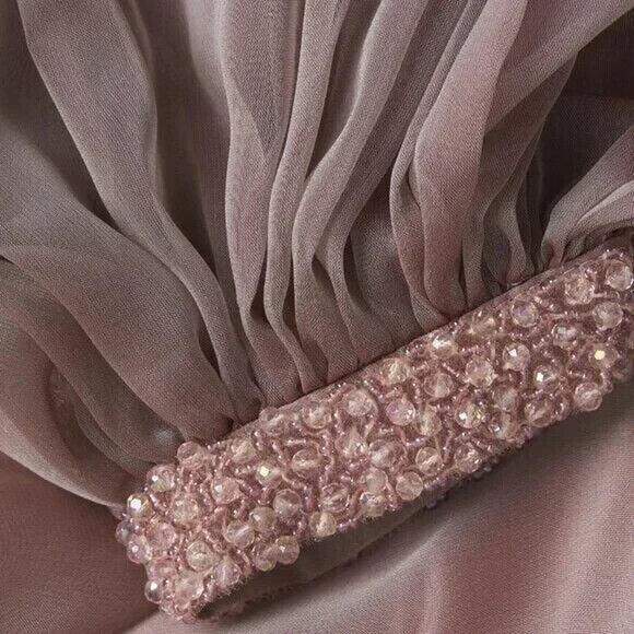 NWT Mac‎ Duggal 67414 Chiffon Split Sleeve Deep V-Neck A Line Gown Pink - Picture 3 of 7